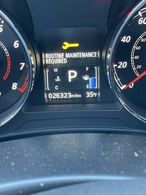 Routine maintenance required! Upon picking up... ridiculous! Look at a fuel reading they gave me.