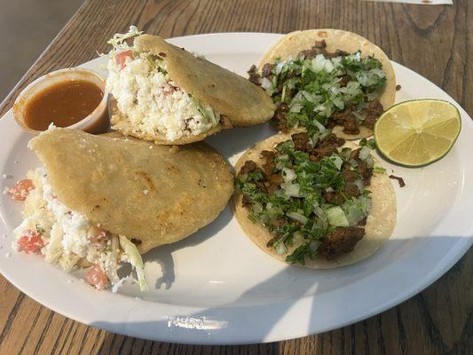 Asada gorditas and tacos