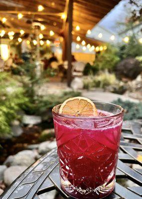 Craft Cocktail in Garden - Bar Harbor - Project Social Kitchen & Bar