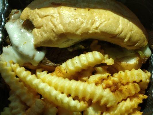 Philly cheese steak with Fries 9.99 call 703 0550