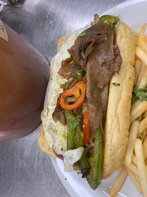 Green pepper steak sandwich