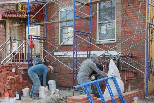 Grinding,Power wash,Brick tuck pointing and masonry clear sealer on entire brick facade of the house in Newyork city area.