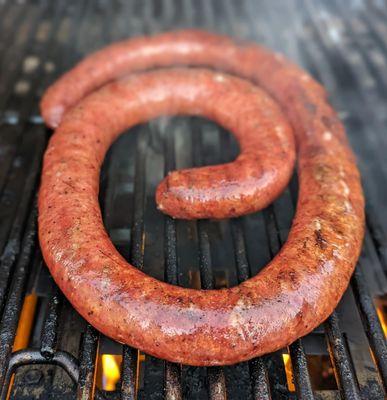 Beef sausage, good but too peppery for us.