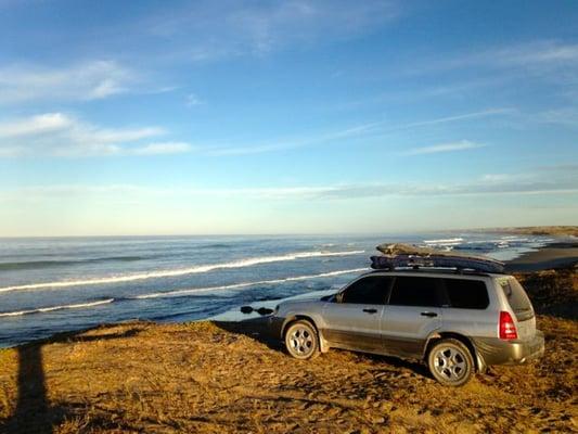 03 Forester Xs with rally setup and King Springs, at home at a Baja California Sur surf break. Photo  Hoyt Peckham