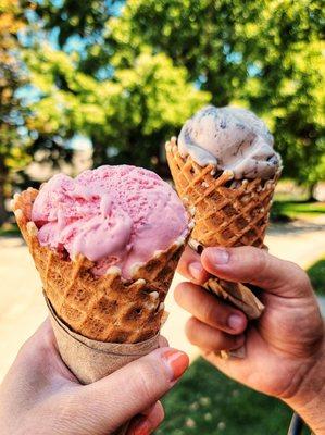 strawberry (left) cookies and cream (right)