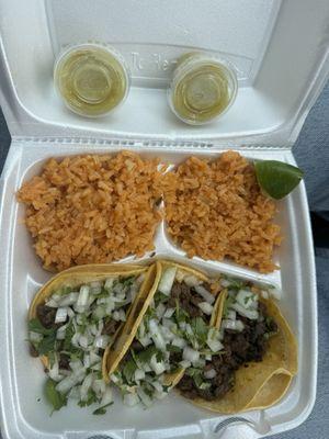 Steak Taco Plate #7 with no beans