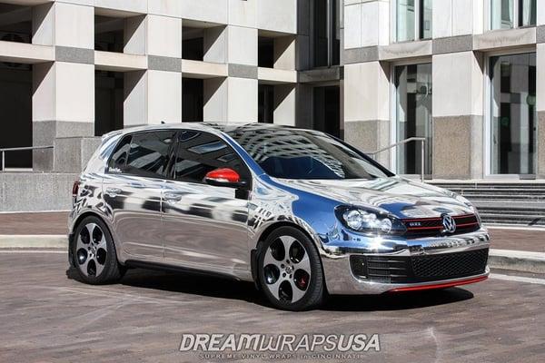 Silver Chrome full wrap on a 2011 Volkswagen GTI