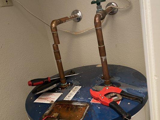 Uninstalled water heater