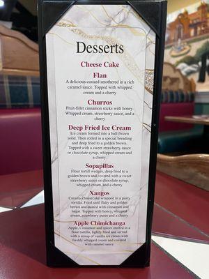 New Dessert Menu