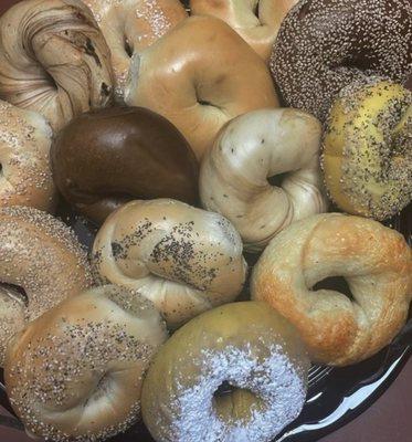 Bagels with cream cheese platter