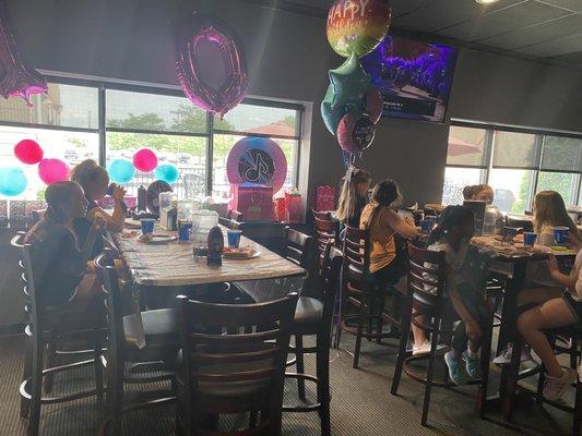 Our 2 party tables at Lasertron!  Honestly best tables of the house! Would request these tables again!!