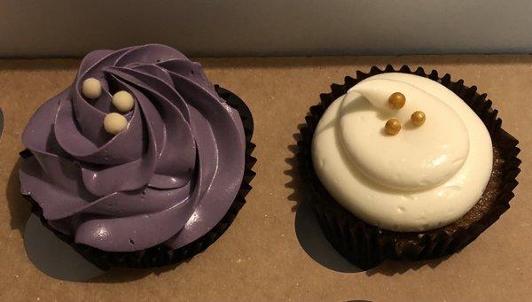 Ube and carrot cupcakes