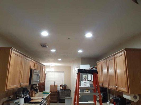 Added 5 LED Recessed Can lights in kitchen.