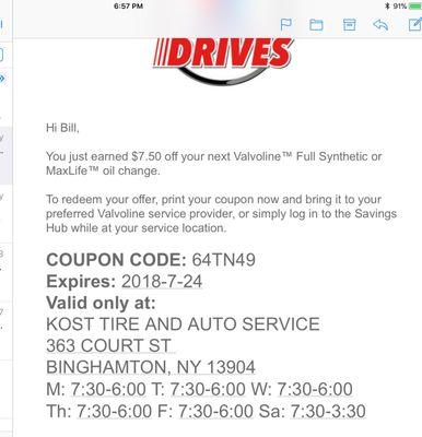 I live in PA and some Valvoline contest is giving out coupons for a place that doesn’t even exist.