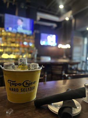 Bring your Friends and head over to TBirds on Game Days where we have Topo Chico Buckets for $25 ALL day long!