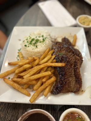 Steak fries white rice