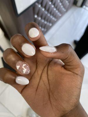 The plain nails are cute but the cloud nail art isn't great