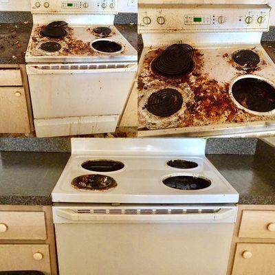 Before/after stove cleaning