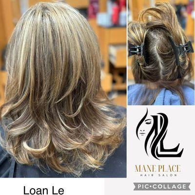 Highlight, haircut and style by Loan Le https://maneplacehairsalon.com/our-services/