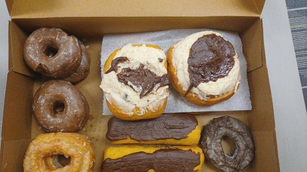 Chocolate yeast,  applesauce and chocolate donut. Reminds me of a old fashion just with good flavor, Chocolate iced long John's