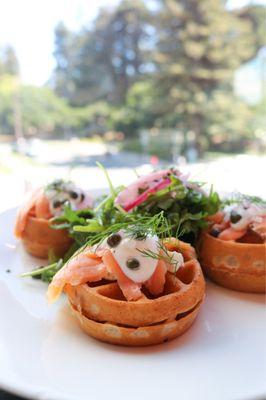 Gluten-free waffles with lox