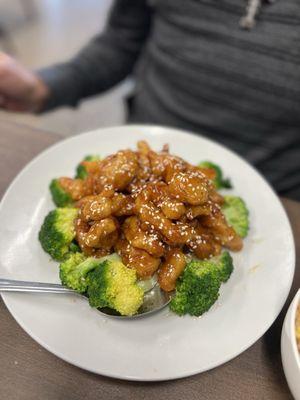 Sesame chicken with broccoli