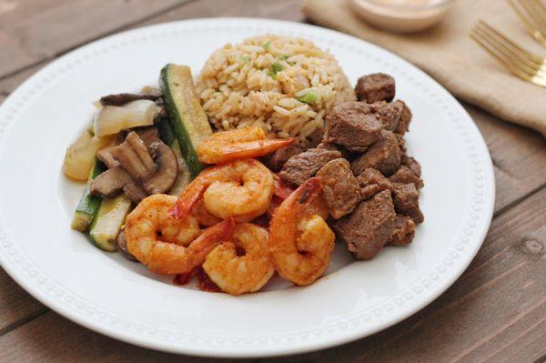 Hibachi shrimp and steak