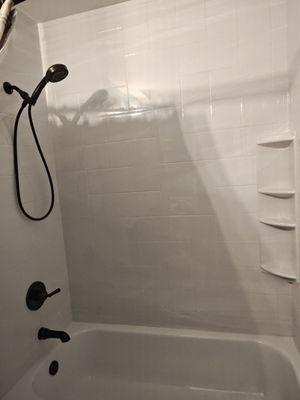 Finished tub and wall