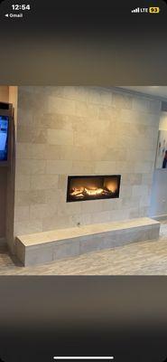 Stone fireplace