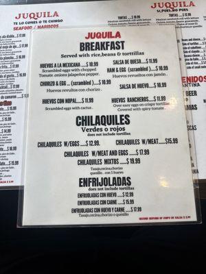 Breakfast Menu