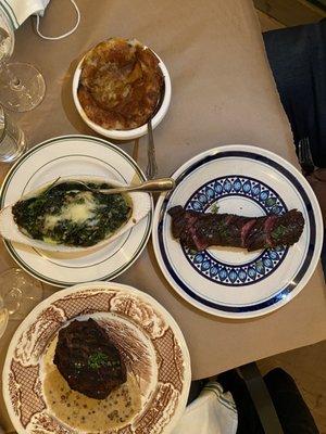 NY Strip Steak Butchers Steak Spinach Gratin