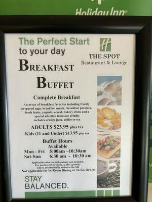 Breakfast buffet at the Spot