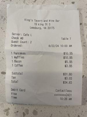 Receipt for overpriced food.