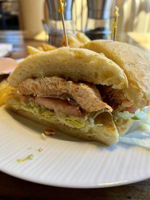 Salmon Ciabatta Sandwich with Fries