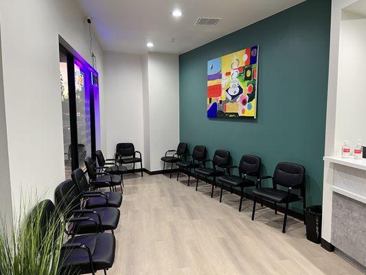 Waiting room featuring our Medical Director's artwork