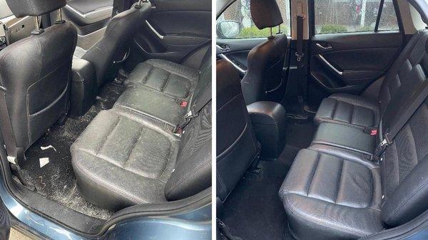 Before and after of my backseat!