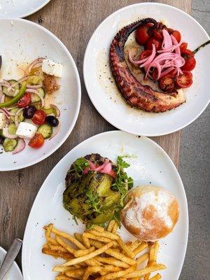 Avli Burger, Octopodi, Greek Salad