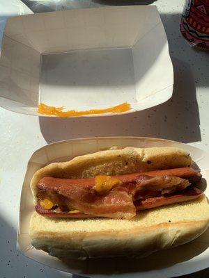 Bacon cheese dog