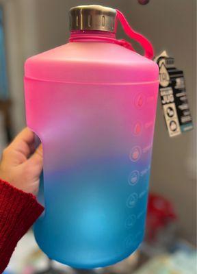 1 Gallon Motivational Water Bottle in Pink Ombre~ The amount you should be drinking daily, it helps keep me hydrated!