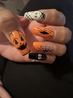 Halloween nails by Natalie!  She is great.  Showed her picture of nails I wanted and she exceeded my expectations.  Thank you!