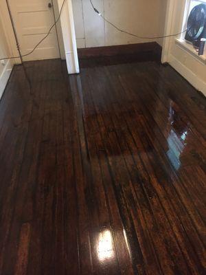 Wood floor after stain and seal