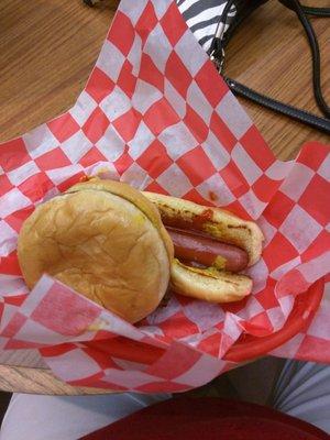 Weiner Wednesday. Extra junior burger thrown in. Weiners are two for $2.