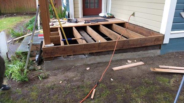 Vancouver porch rebuild in progress