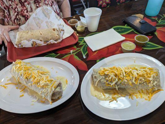 One plain and two smothered burritos