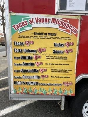 Truck menu