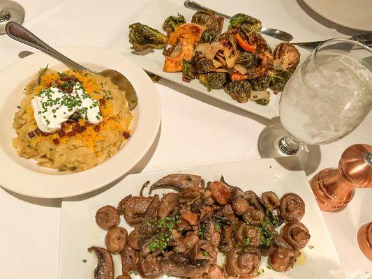 Mashed Potatoes, Sauteed Mushrooms, & Brussel Sprouts