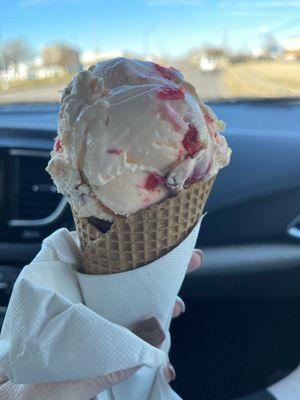 Cherry pecan sweet cream cone