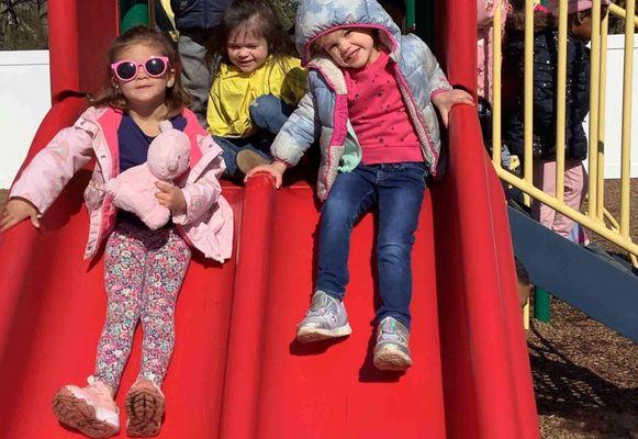 "Too Cool for School" Our preschoolers are enjoying some fun times on the playground!  #TLELevittown #LearnPlayGrow #HappyHappensHere