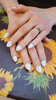 Almond shape dip nail manicure