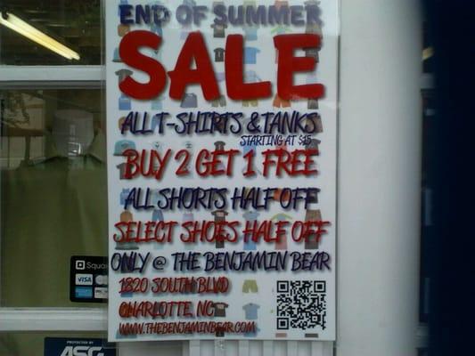 End of Summer sale at The Benjamin Bear. Great sale!